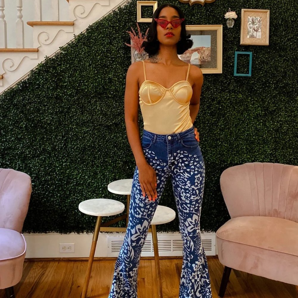 Printed Wide/Flare Leg Pants